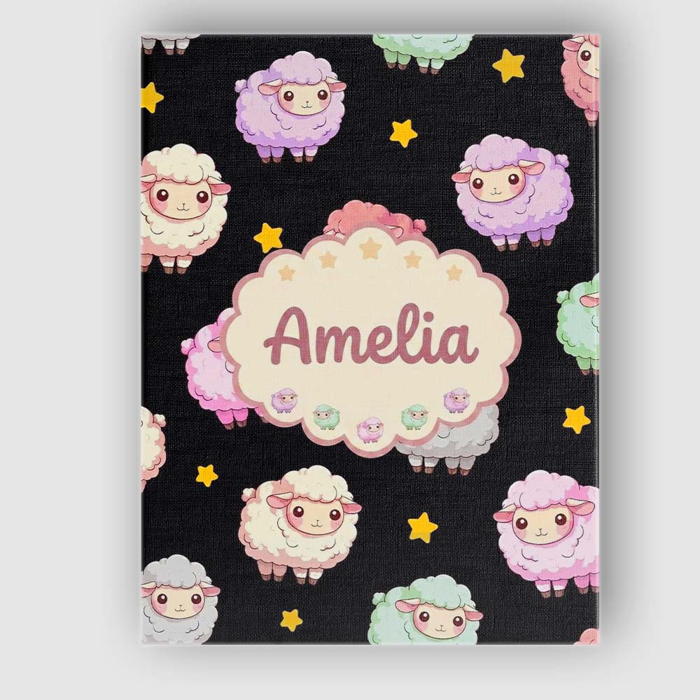 Personalised Name Cute Pastel Rainbow Sheep Custom Bespoke Interior Contemporary Canvas Wall Art Print Decor Picture Ready to Hang