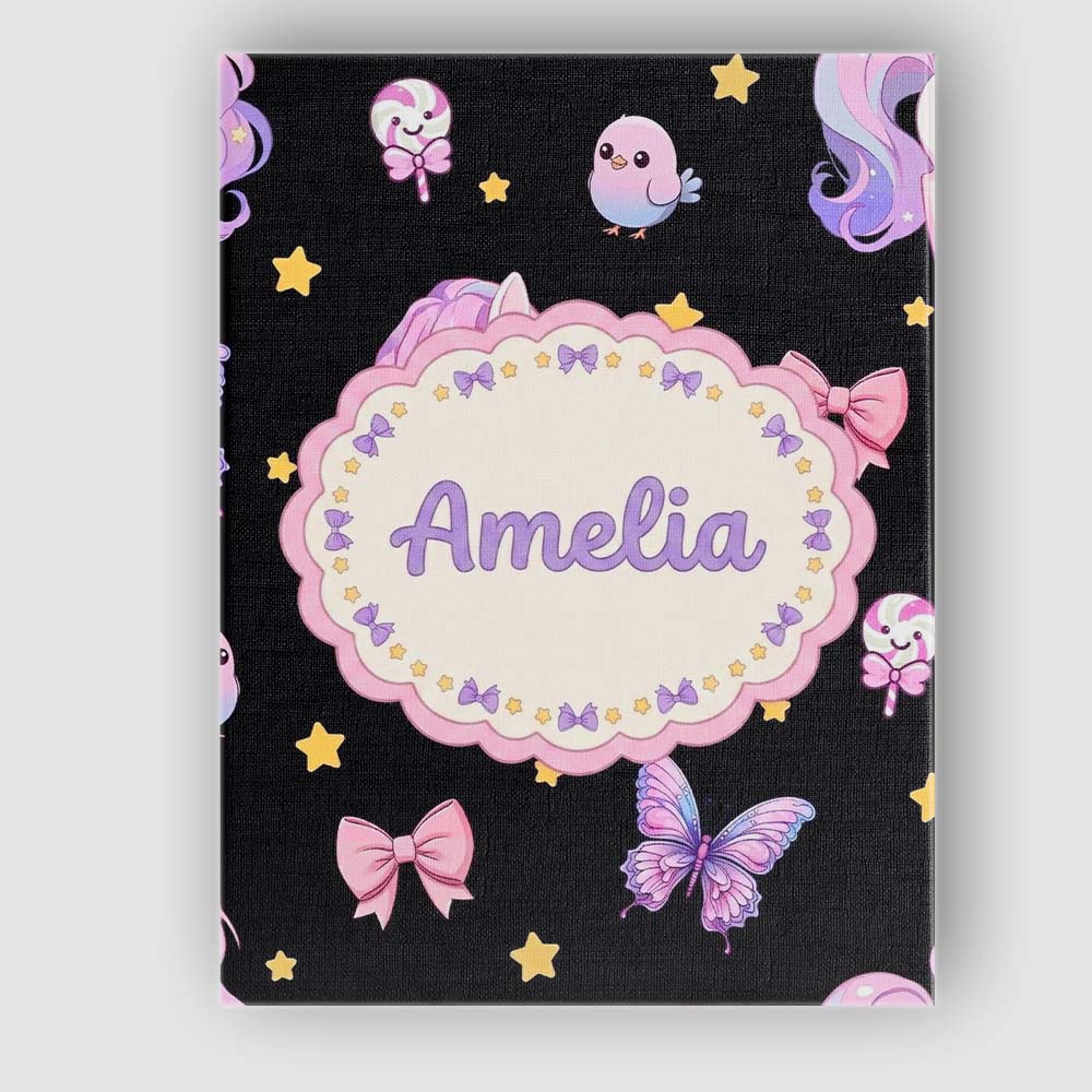 Personalised Name Cute Pastel Unicorn Bird Custom Unique Gift Idea Elegant Feature Canvas Wall Art Print Decor Picture Ready to Hang