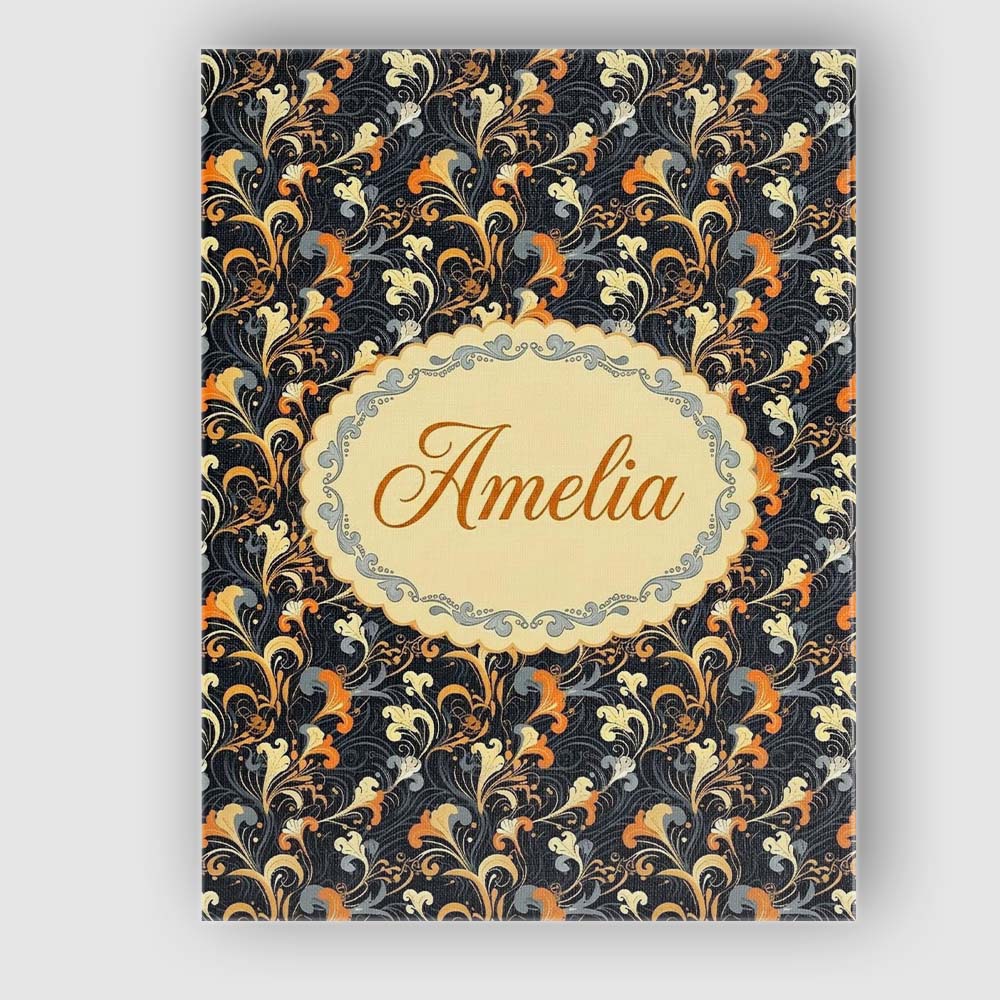 Personalised Name Elegant Orange Gold Custom Modern Room Accent Creative Decorator Style Canvas Wall Art Print Decor Picture Ready to Hang