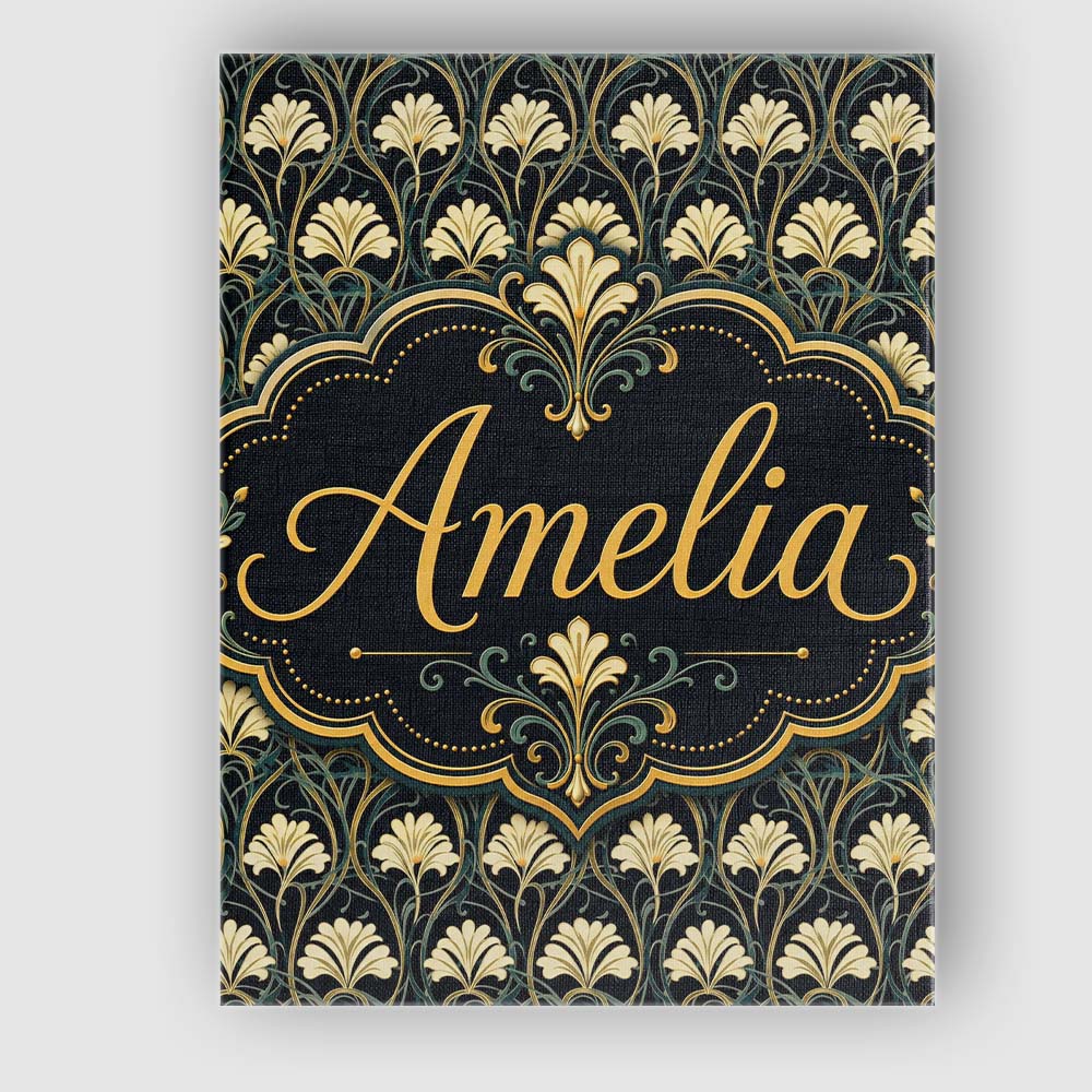 Personalised Name Elegant Gold Leaf Dark Custom Interior Decorative Contemporary Canvas Wall Art Print Decor Picture Ready to Hang