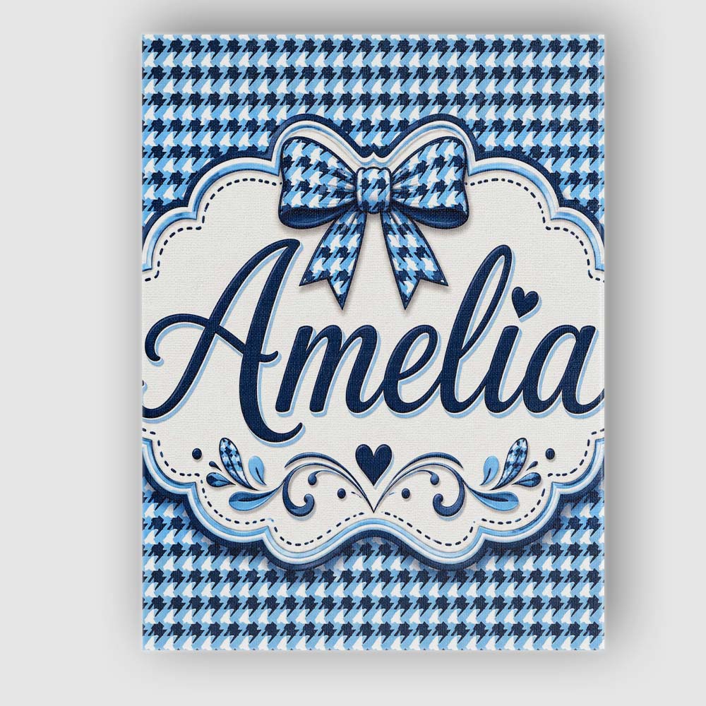 Personalised Name Blue Abstract Geometric Custom Unique Gift Idea Elegant Feature Canvas Wall Art Print Decor Picture Ready to Hang