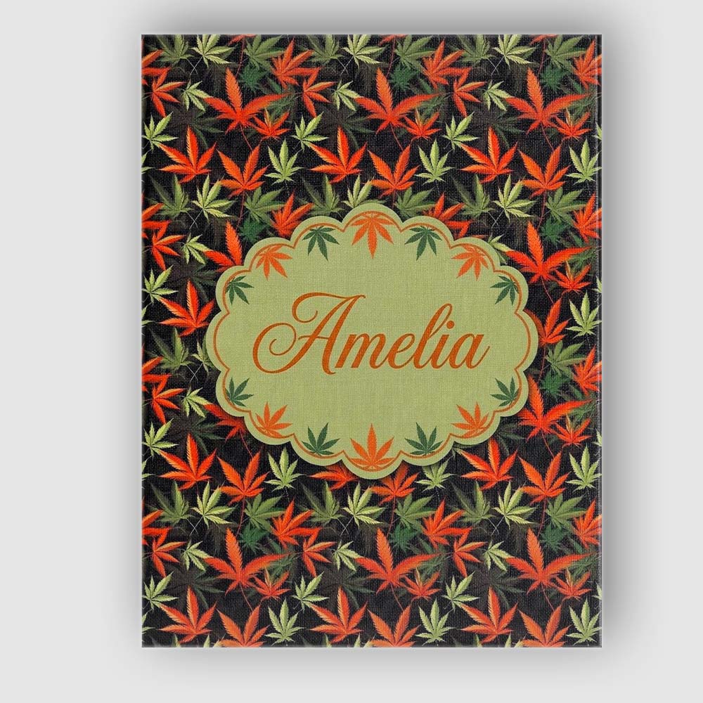 Personalised Name Autumn Red and Green Custom Modern Room Accent Elegant Feature Canvas Wall Art Print Decor Picture Ready to Hang