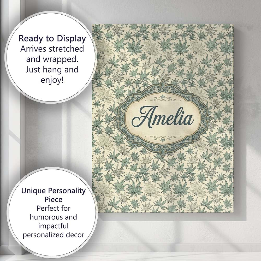 Personalised Name Muted Sage and Cream Custom Modern Room Accent Elegant Feature Canvas Wall Art Print Decor Picture Ready to Hang