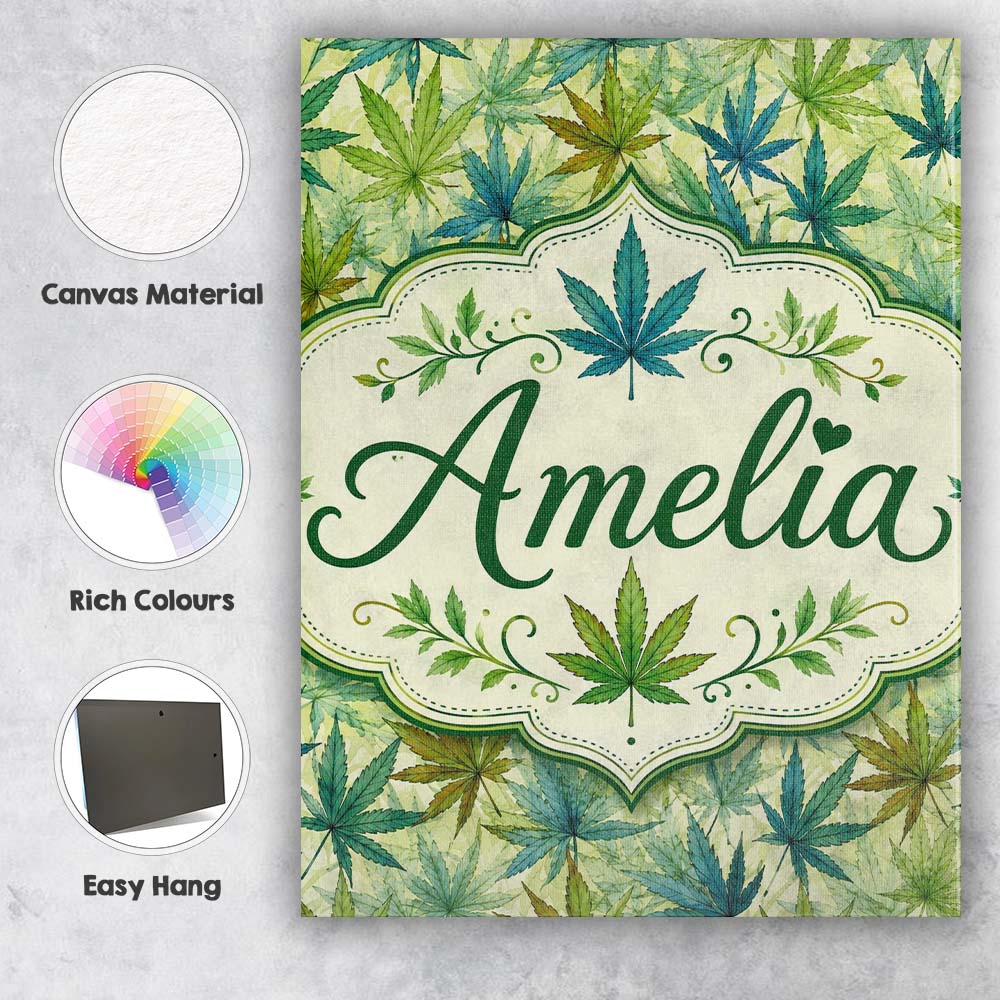 Personalised Name Soft Blue Green and Custom Modern Room Accent Creative Decorator Style Canvas Wall Art Print Decor Picture Ready to Hang