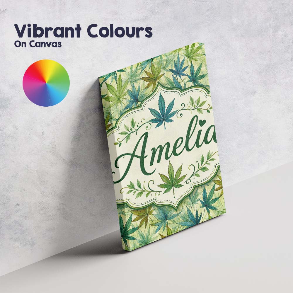 Personalised Name Soft Blue Green and Custom Modern Room Accent Creative Decorator Style Canvas Wall Art Print Decor Picture Ready to Hang