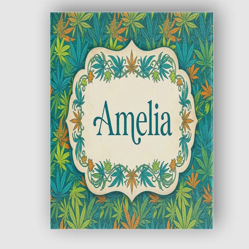 Personalised Name Autumn Yellow Green and Custom Unique Gift Idea Elegant Feature Canvas Wall Art Print Decor Picture Ready to Hang
