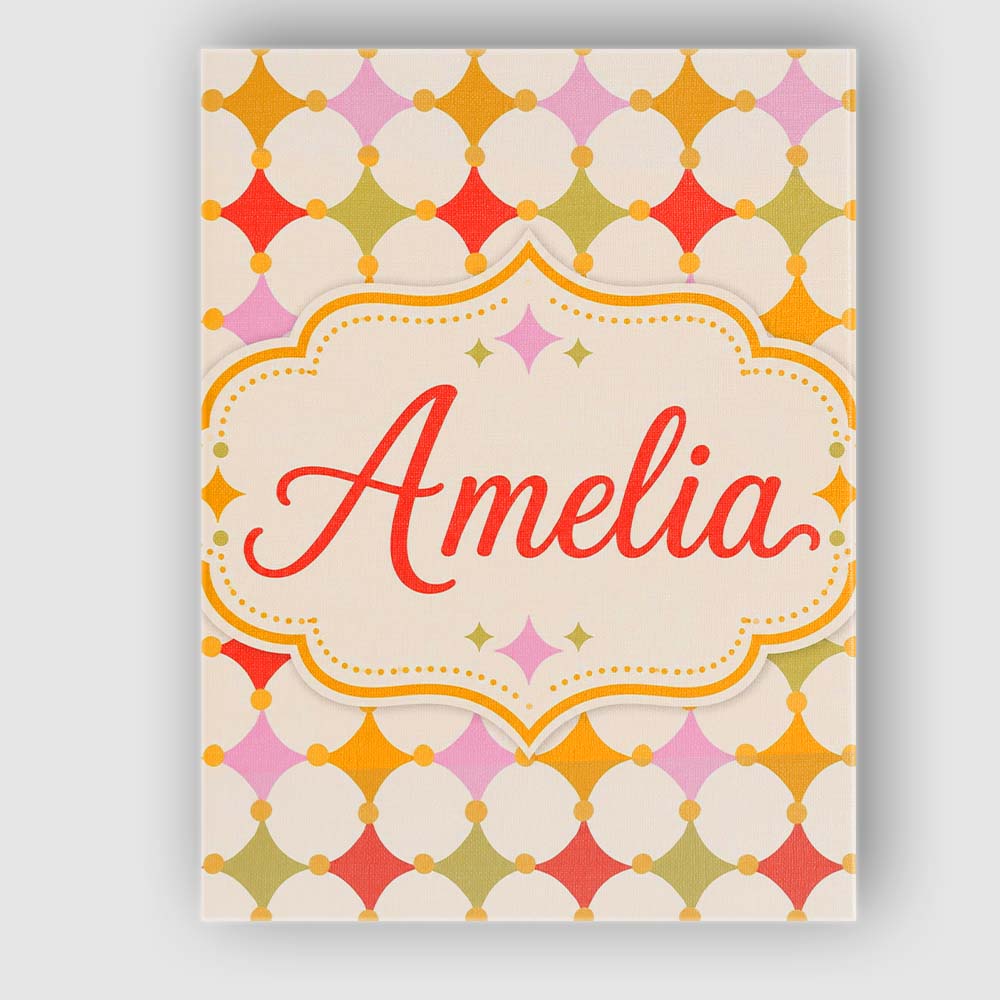 Personalised Name Pastel Circle and Diamond Custom Bespoke Interior Contemporary Canvas Wall Art Print Decor Picture Ready to Hang