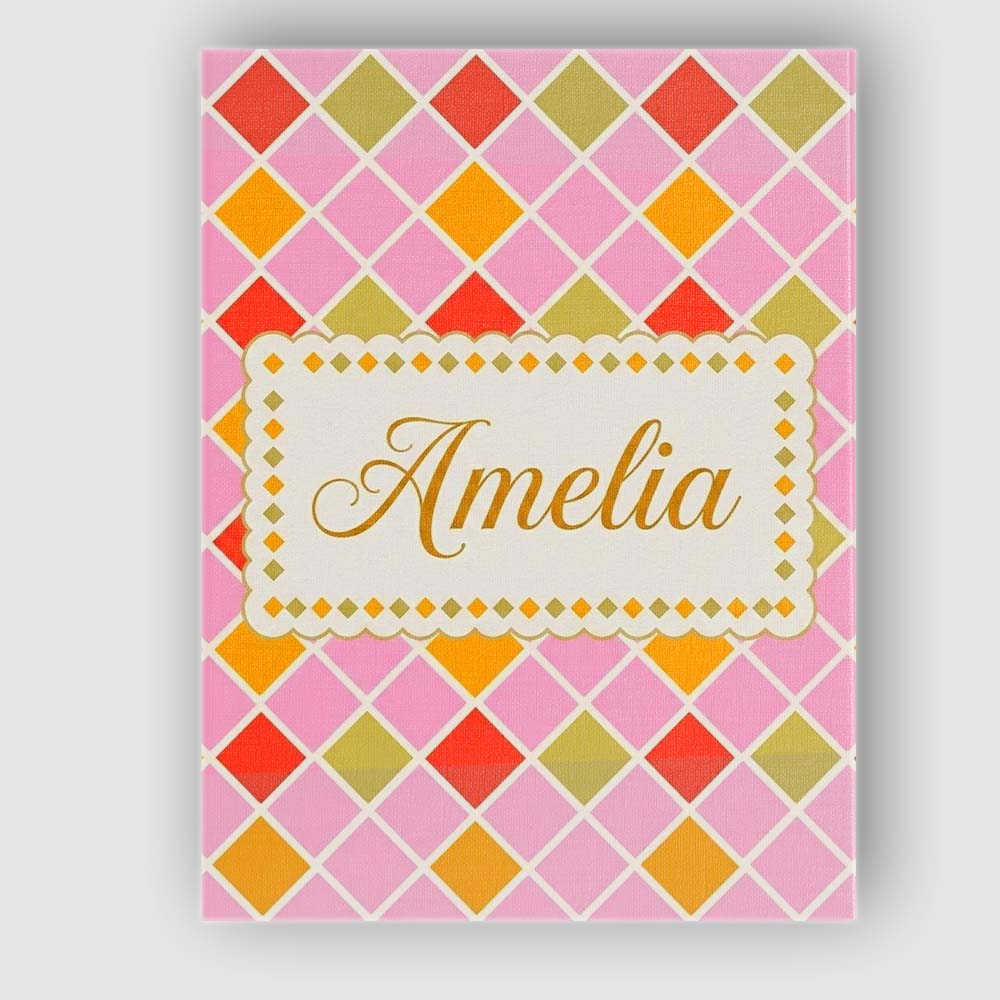 Personalised Name Soft Pink Orange and Custom Modern Room Accent Elegant Feature Canvas Wall Art Print Decor Picture Ready to Hang