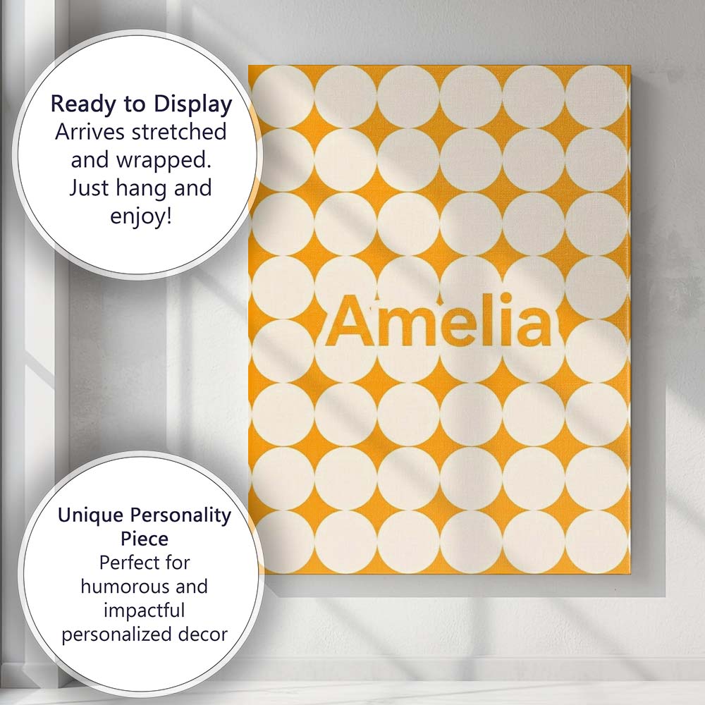 Personalised Name Warm Mustard Background Custom Unique Gift Idea Elegant Feature Canvas Wall Art Print Decor Picture Ready to Hang