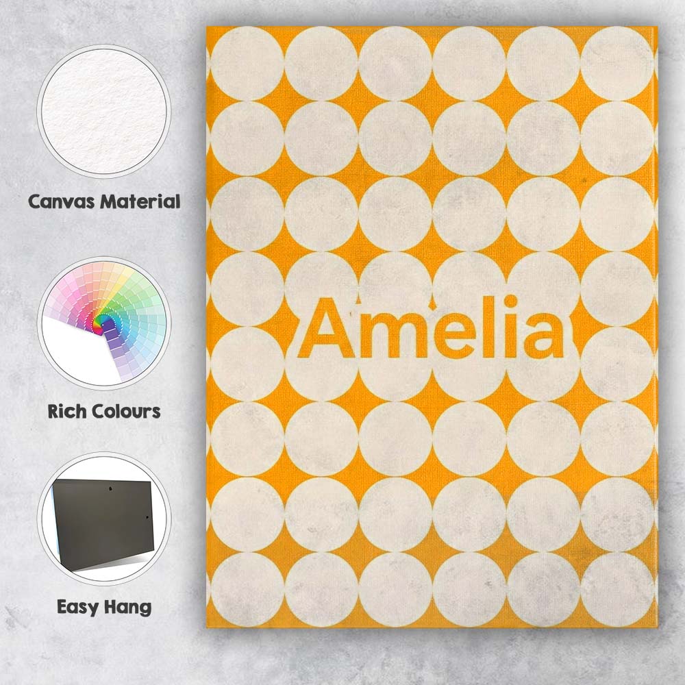 Personalised Name Warm Mustard Background Custom Unique Gift Idea Elegant Feature Canvas Wall Art Print Decor Picture Ready to Hang
