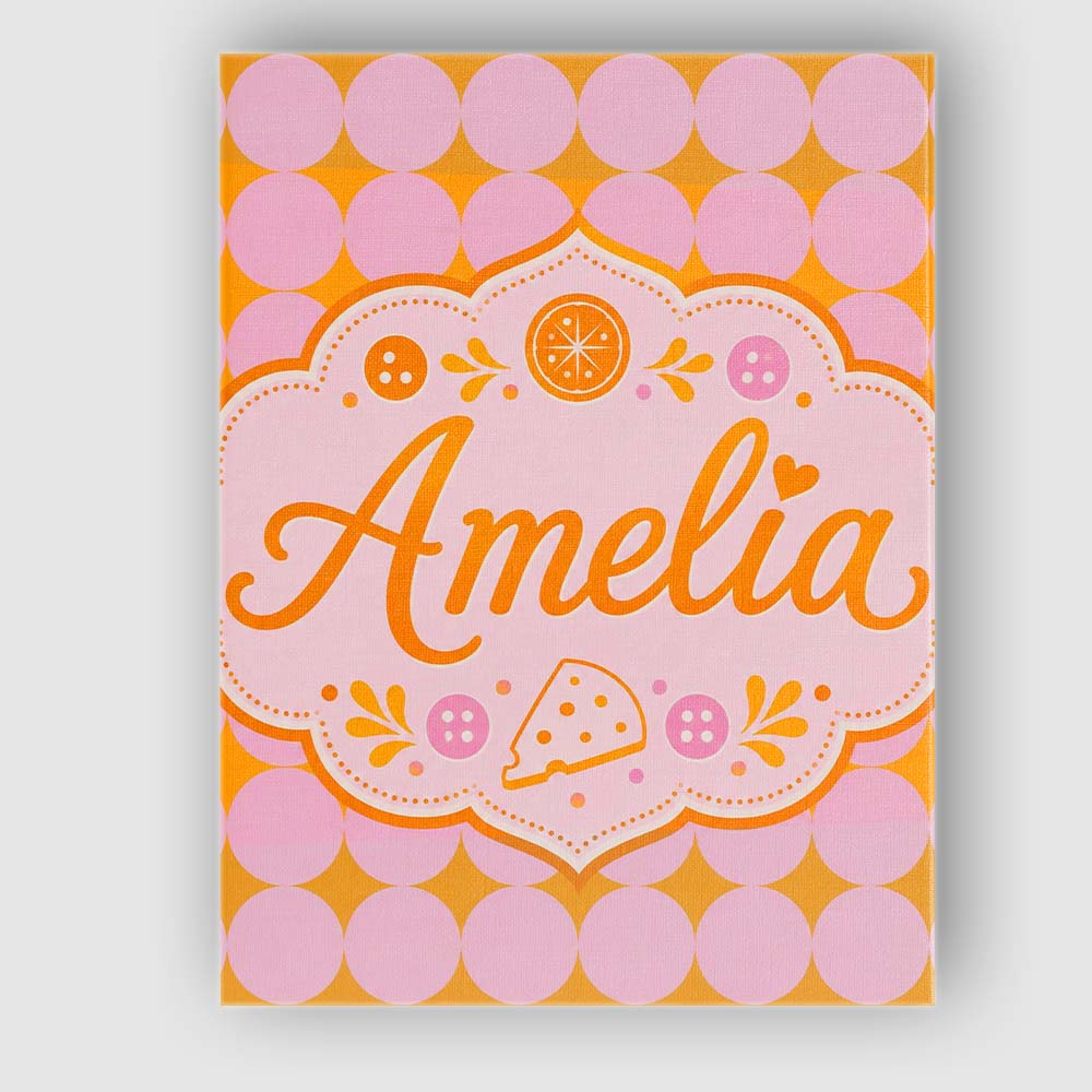 Personalised Name Pink and Mustard Circle Custom Unique Gift Idea Elegant Feature Canvas Wall Art Print Decor Picture Ready to Hang