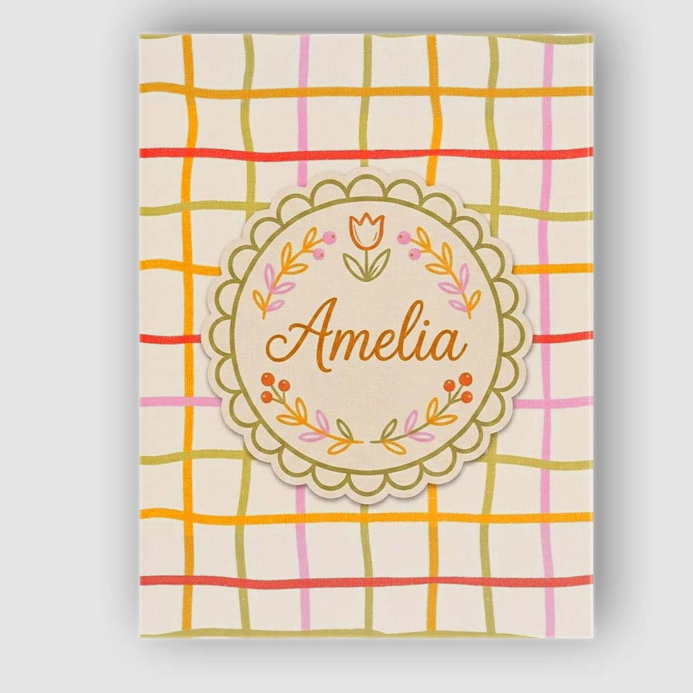 Personalised Name Hand Drawn Wavy Grid Custom Modern Room Accent Elegant Feature Canvas Wall Art Print Decor Picture Ready to Hang