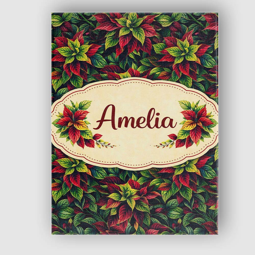 Personalised Name Red Tropical Greenish Dense Botanical Seamless Custom Interior Canvas Wall Art Print Decor Picture Ready to Hang