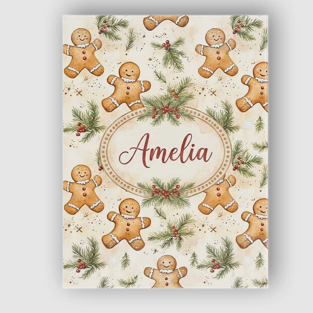 Personalised Name Cute Gingerbread Cookies Custom Unique Gift Idea Elegant Feature Canvas Wall Art Print Decor Picture Ready to Hang