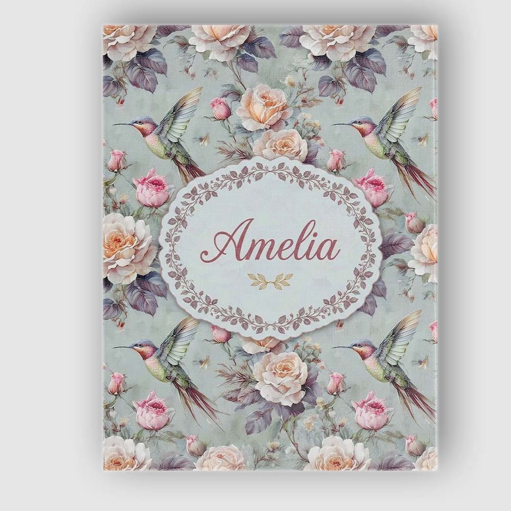 Personalised Name Elegant Hummingbird with Custom Bespoke Contemporary Statement Canvas Wall Art Print Decor Picture Ready to Hang