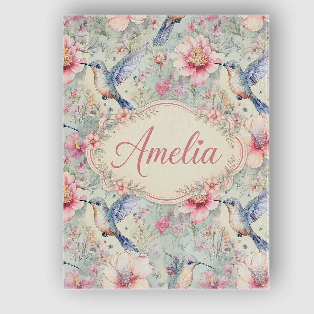 Personalised Name Pastel Hummingbird and Custom Unique Gift Idea Elegant Feature Canvas Wall Art Print Decor Picture Ready to Hang