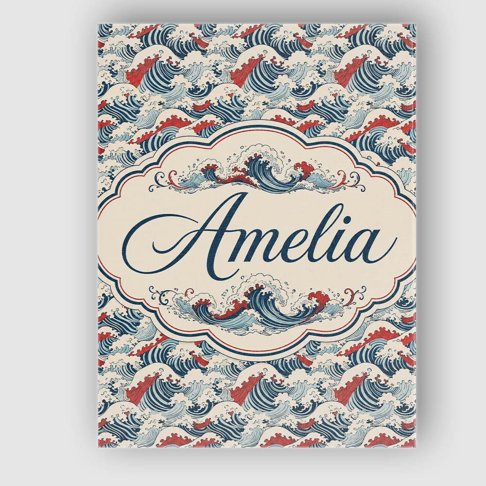 Personalised Name Traditional Red Cresting Custom Unique Gift Idea Elegant Feature Canvas Wall Art Print Decor Picture Ready to Hang