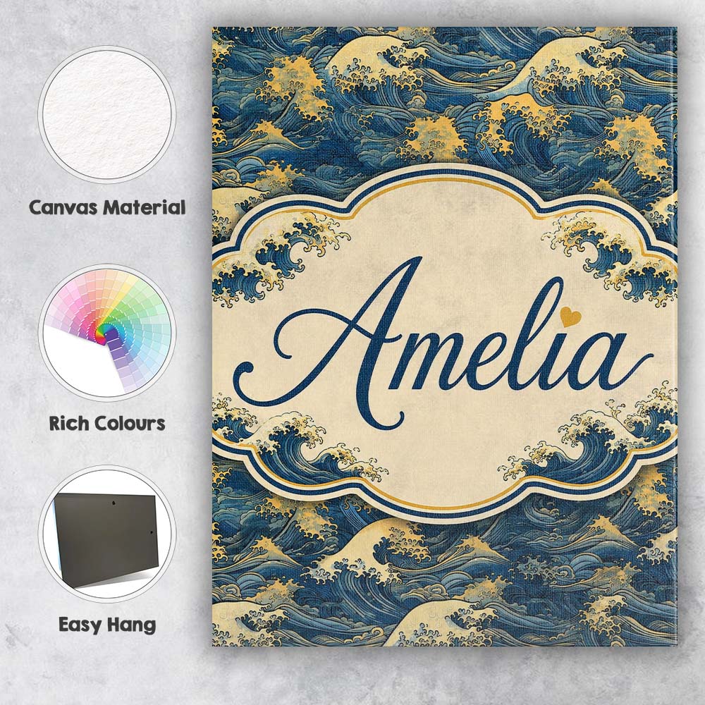 Personalised Name Elegant Gold and Deep Custom Unique Gift Idea Modern Room Accent Canvas Wall Art Print Decor Picture Ready to Hang