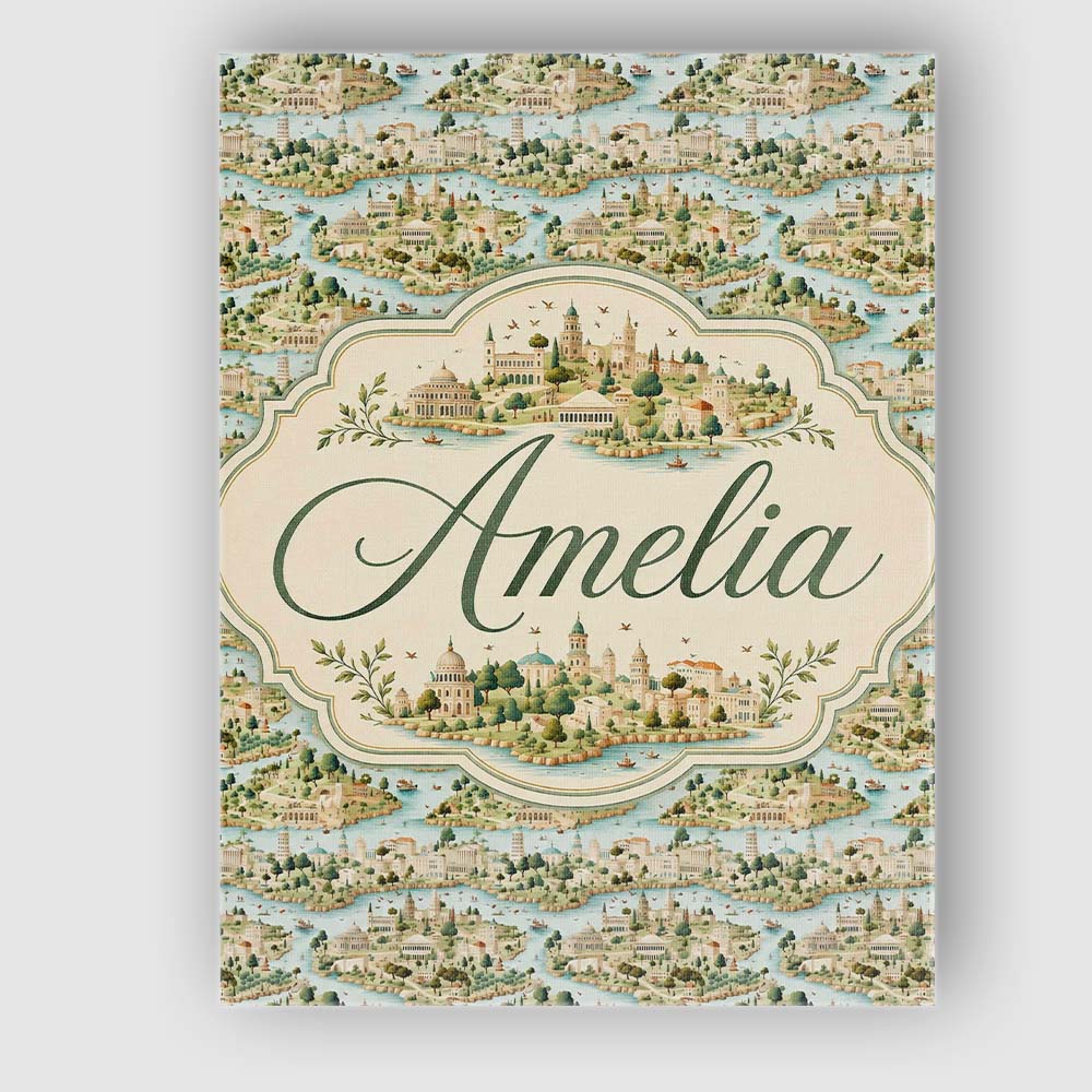 Personalised Name Mediterranean Coastal Custom Modern Room Accent Elegant Feature Canvas Wall Art Print Decor Picture Ready to Hang