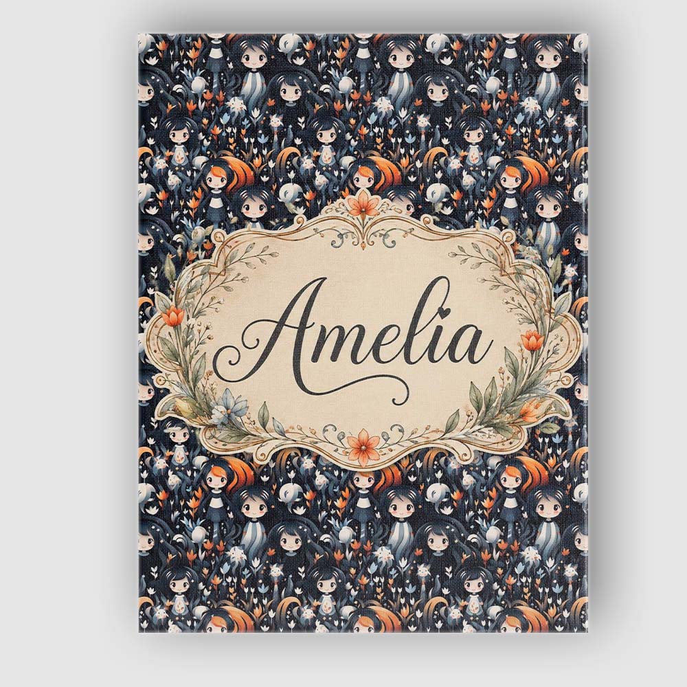 Personalised Name Cute Gothic Dolls with Custom Unique Gift Idea Elegant Feature Canvas Wall Art Print Decor Picture Ready to Hang