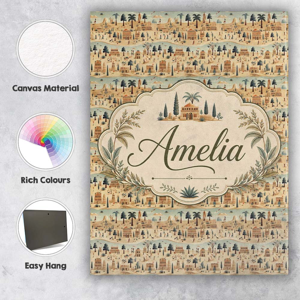 Personalised Name Ancient Desert Village Custom Unique Gift Idea Elegant Feature Canvas Wall Art Print Decor Picture Ready to Hang