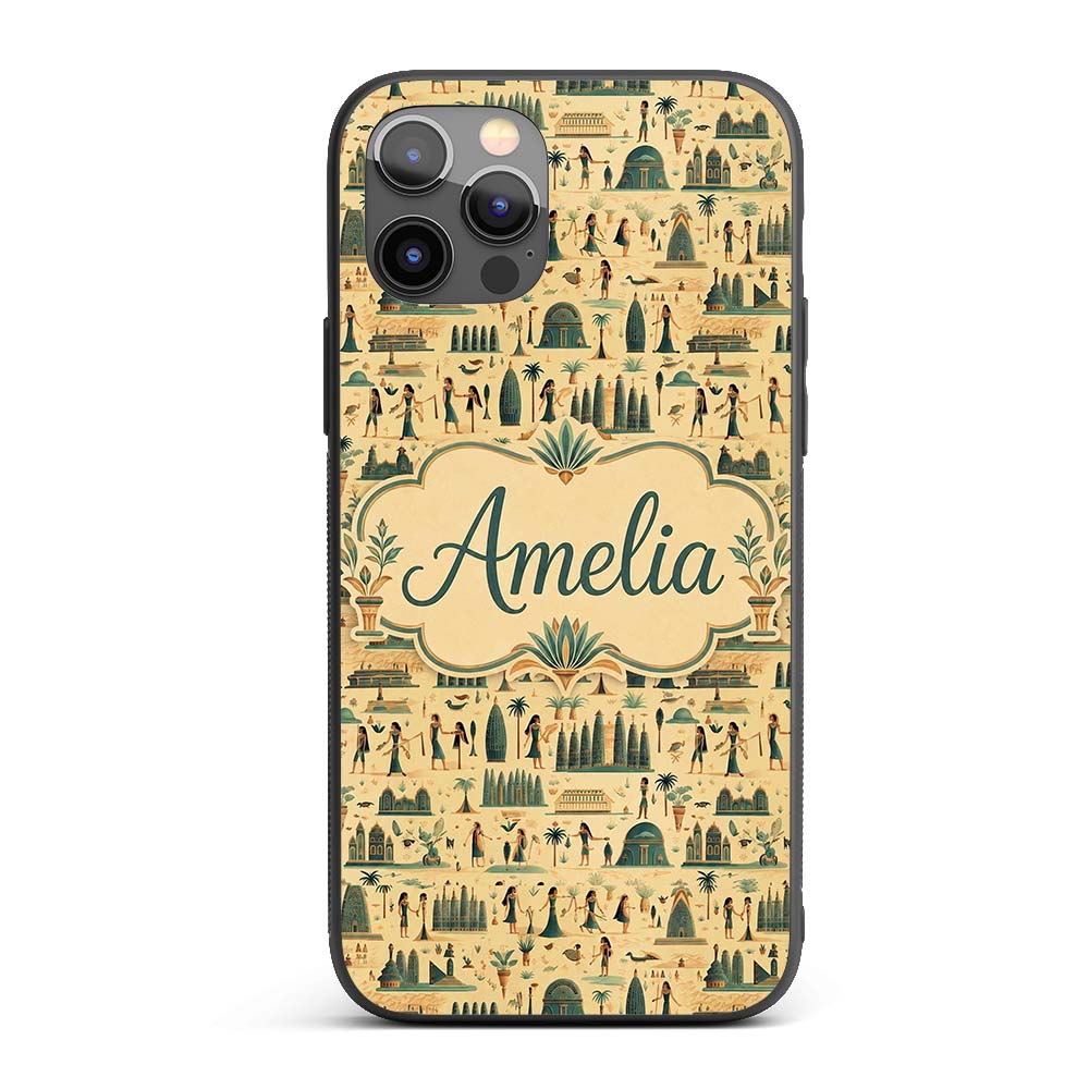 Egyptian Culture People Architecture Seamless Custom Name Protective Phone Case Mobile Cover Durable Everyday Smartphone Shock Resistant