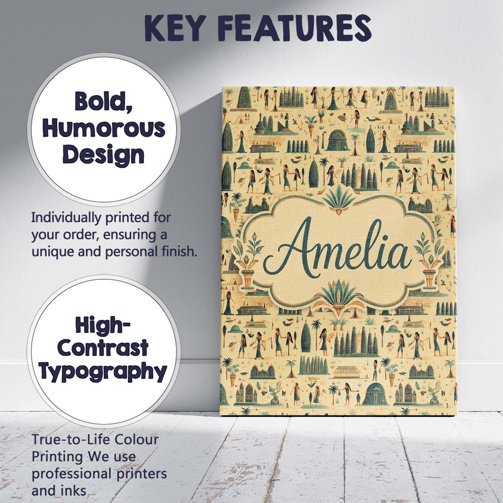 Personalised Name Egyptian Culture People Custom Unique Gift Idea Elegant Feature Canvas Wall Art Print Decor Picture Ready to Hang