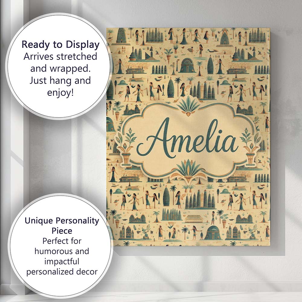 Personalised Name Egyptian Culture People Custom Unique Gift Idea Elegant Feature Canvas Wall Art Print Decor Picture Ready to Hang