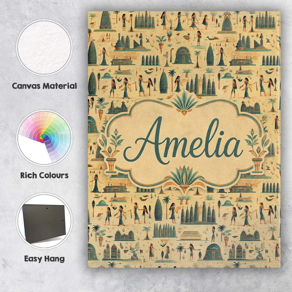 Personalised Name Egyptian Culture People Custom Unique Gift Idea Elegant Feature Canvas Wall Art Print Decor Picture Ready to Hang