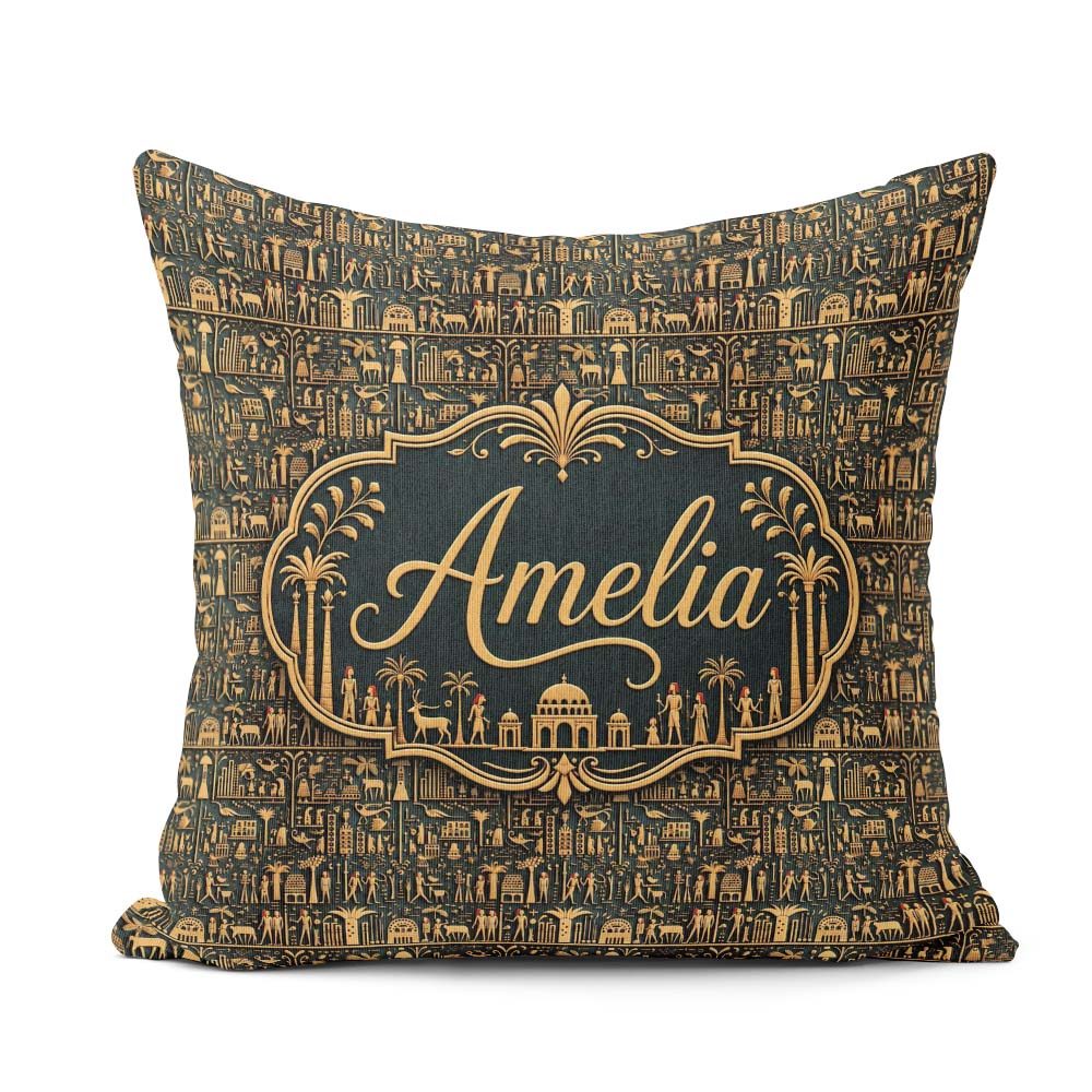 Custom Name Ancient Symbols Decorative Seamless Pattern Art Name Square Filled Cushion Throw Pillow Sofa Bed Home Decor Zip Washable UK Made