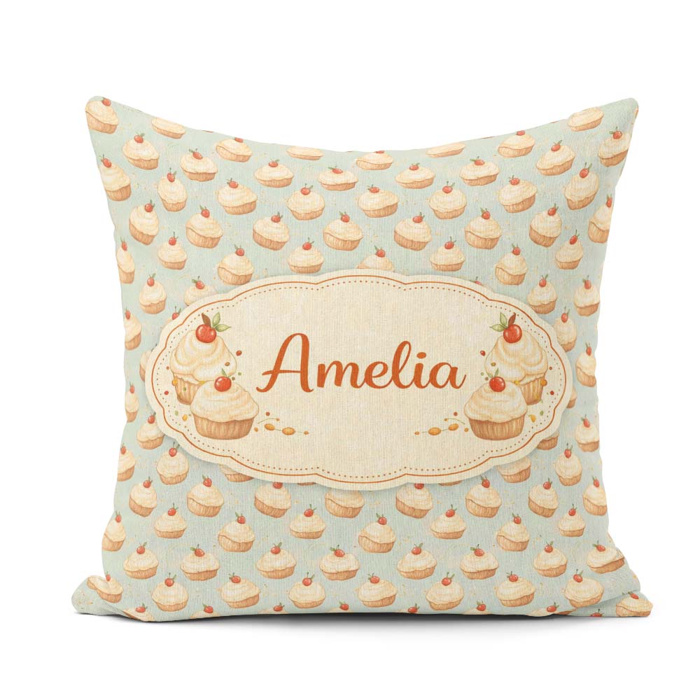 Custom Name Colorful Meringue Swirl Dessert Seamless Pattern Square Filled Cushion Throw Pillow Sofa Bed Home Decor Zip Washable UK Made