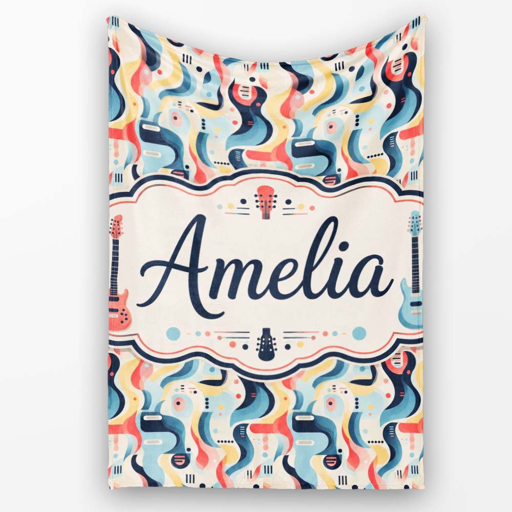 Abstract Wave Shapes Colorful Seamless Pattern Name Cute Unique Gift Personalised Custom Name Super Soft Fleece Blanket Bed Sofa Throw