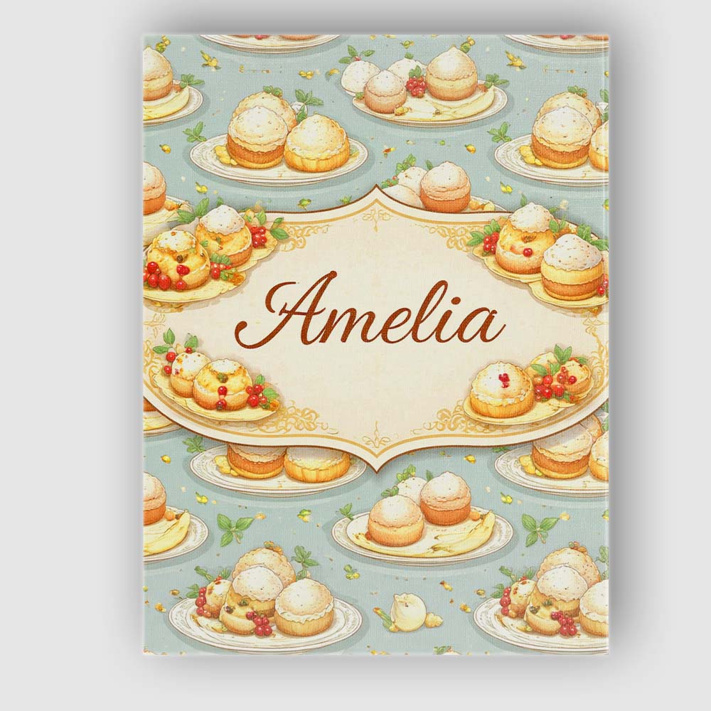 Personalised Name Cupcake and Fruit Dessert Pastel Seamless Pattern Custom Canvas Wall Art Print Decor Picture Ready to Hang