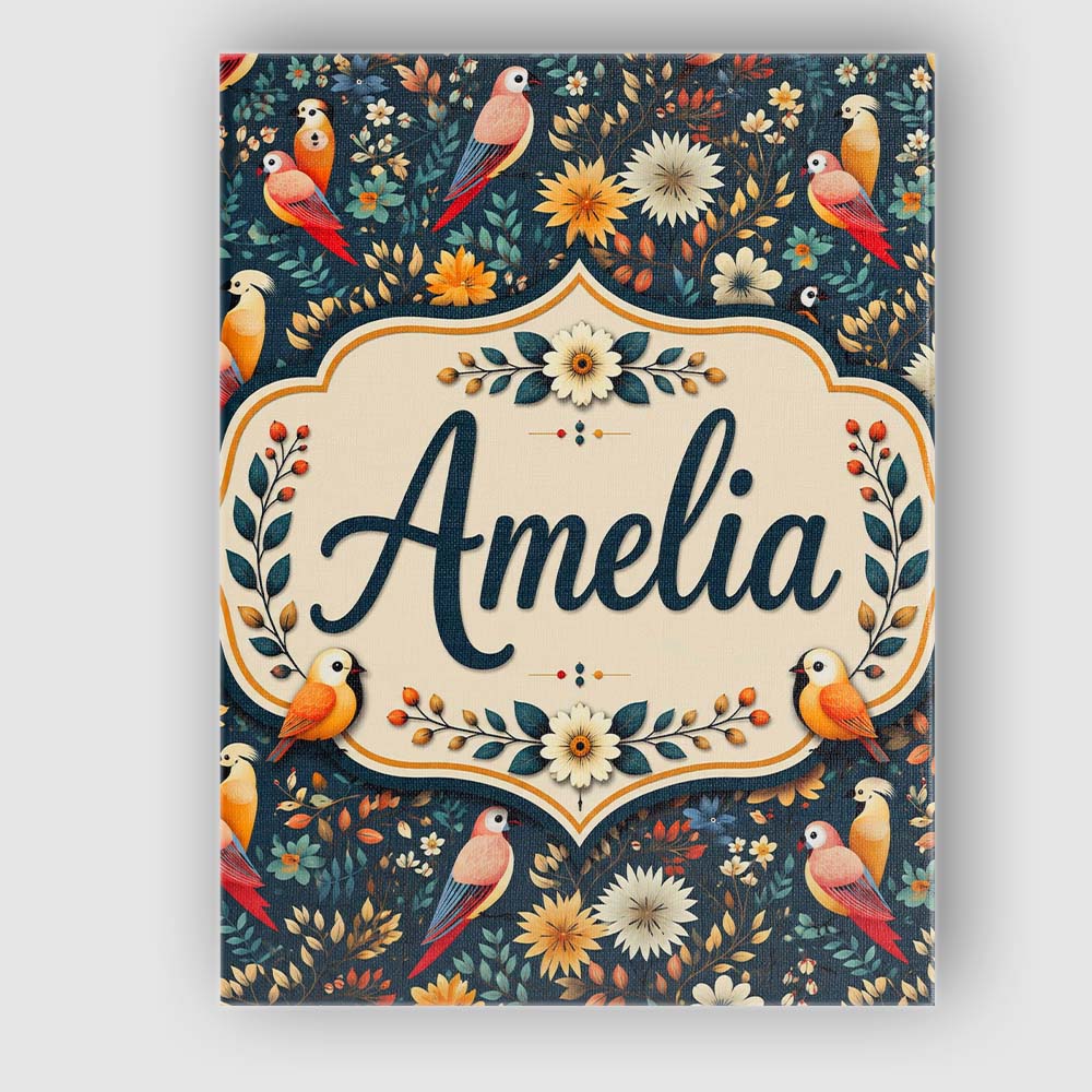Personalised Name Colorful Parrot Birds Custom Modern Room Accent Elegant Feature Canvas Wall Art Print Decor Picture Ready to Hang