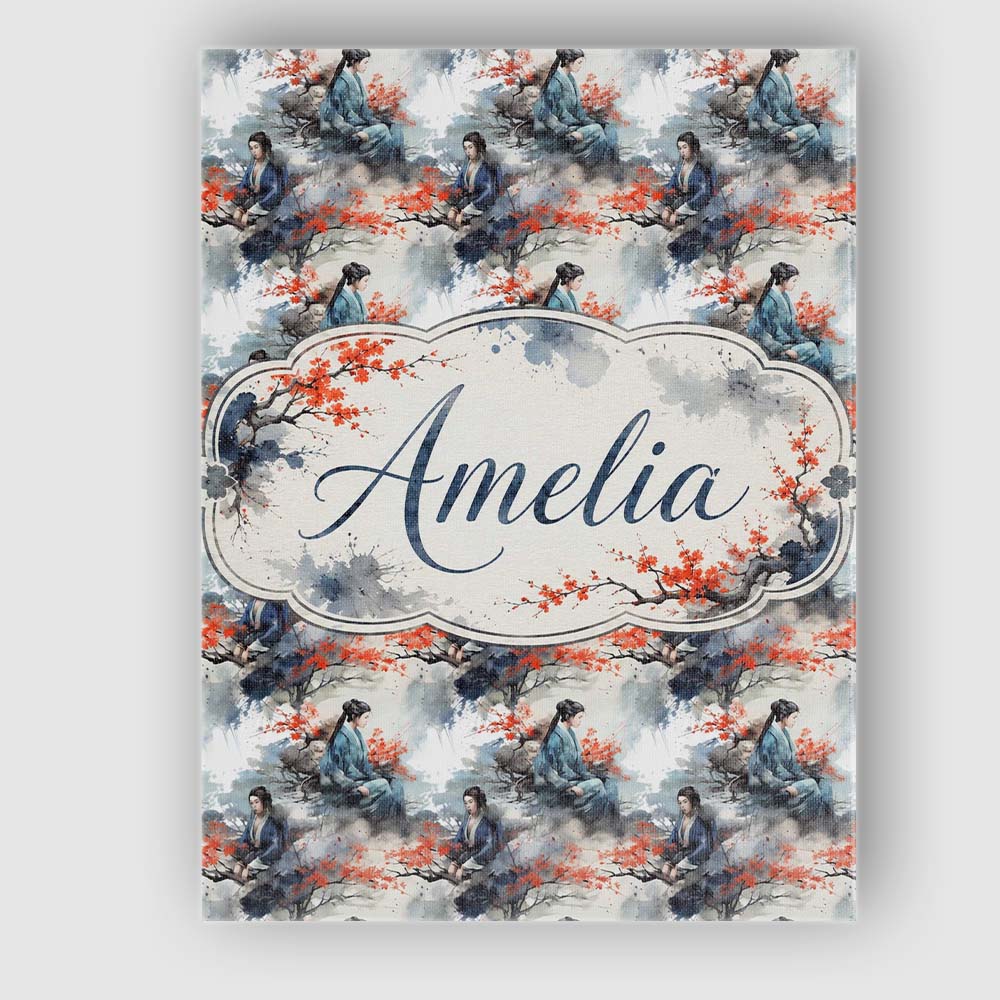 Personalised Name Asian Woman Floral Tree Custom Unique Gift Idea Elegant Feature Canvas Wall Art Print Decor Picture Ready to Hang