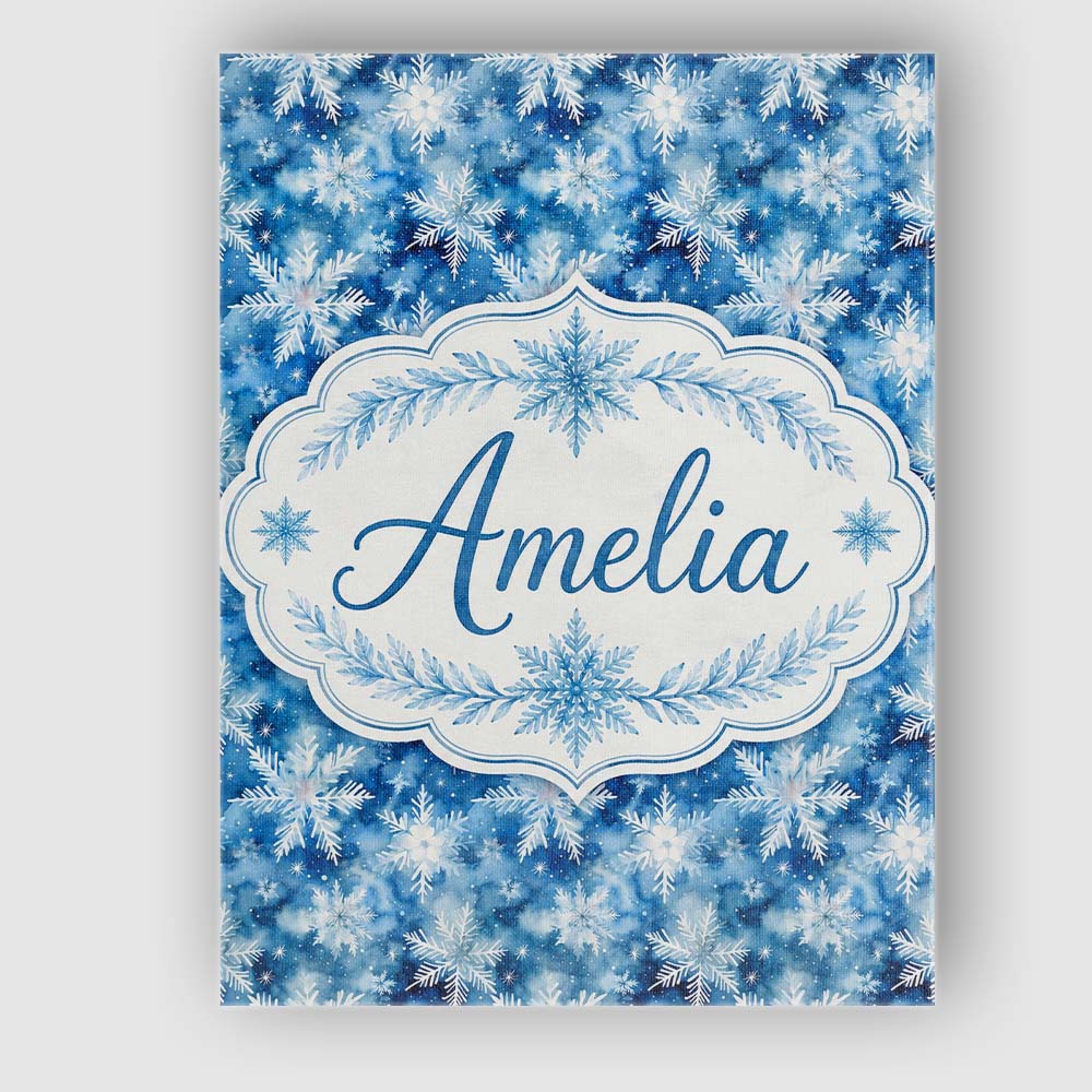 Personalised Name Snowflake Winter Blue Sky Custom Bespoke Interior Contemporary Canvas Wall Art Print Decor Picture Ready to Hang