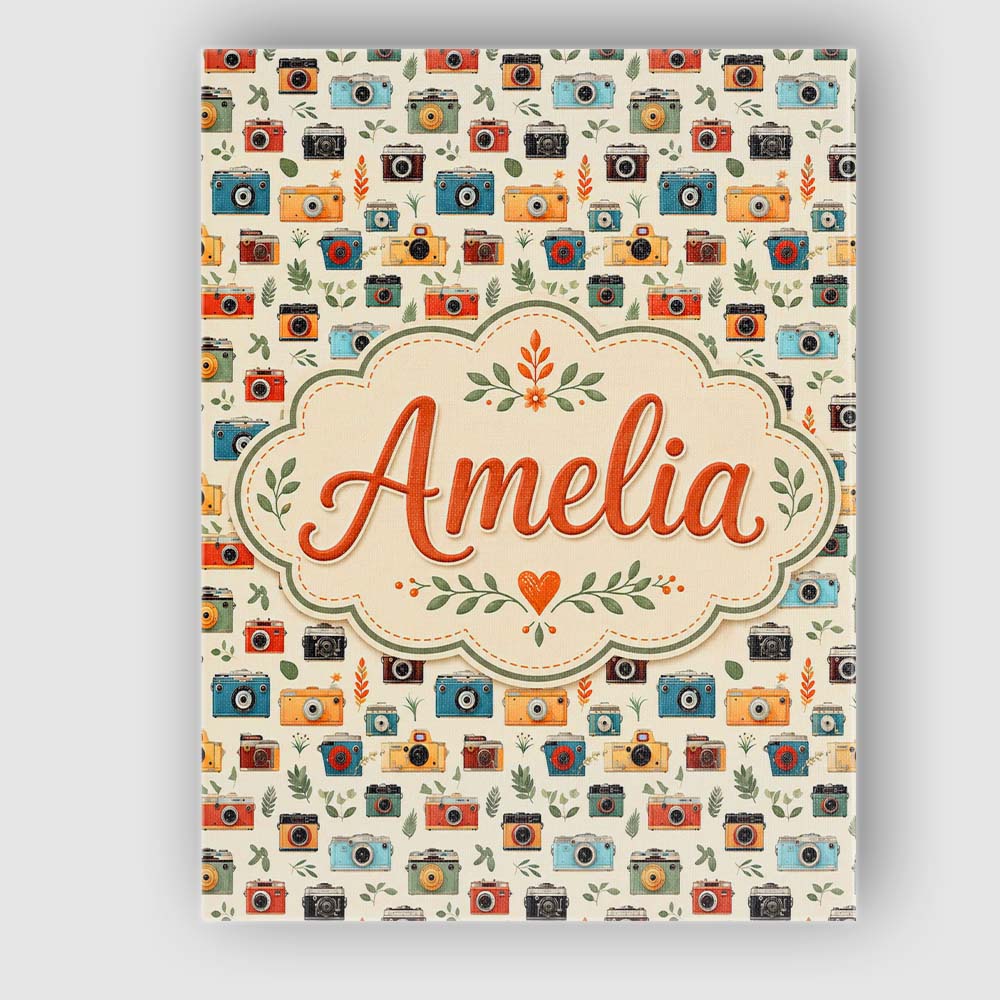 Personalised Name Colorful Cameras with Custom Modern Room Accent Elegant Feature Canvas Wall Art Print Decor Picture Ready to Hang