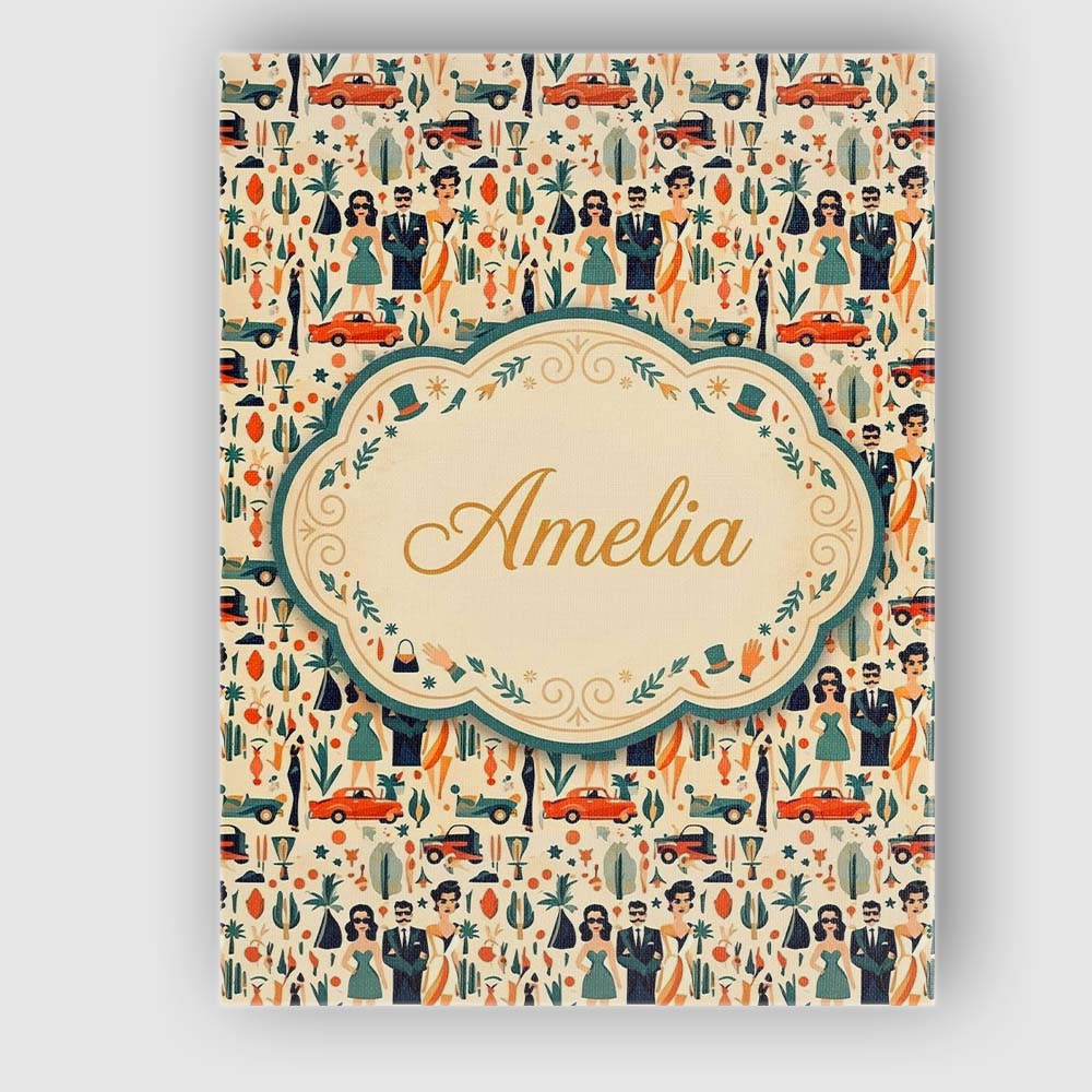 Personalised Name Mid Century Fashion Custom Modern Room Accent Creative Decorator Style Canvas Wall Art Print Decor Picture Ready to Hang