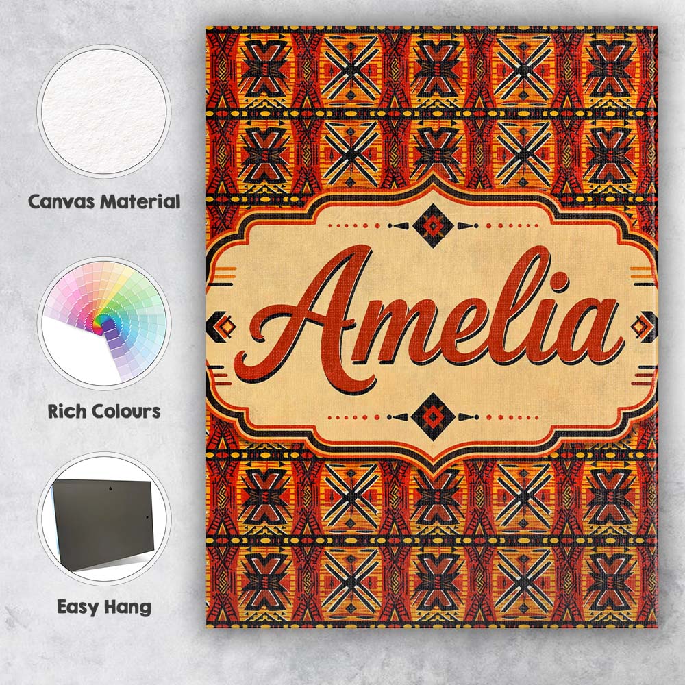 Personalised Name African Tribal Abstract Custom Unique Gift Idea Elegant Feature Canvas Wall Art Print Decor Picture Ready to Hang