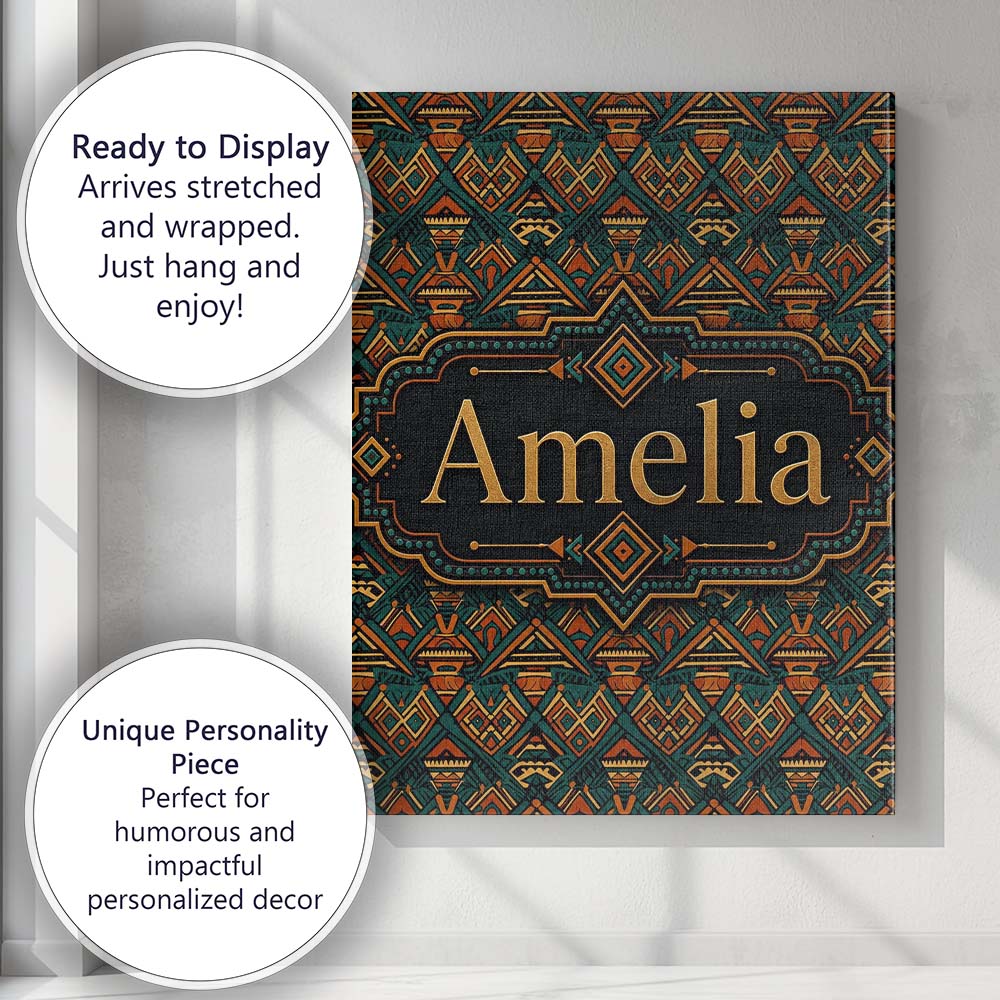 Personalised Name African Tribal Abstract Custom Unique Gift Idea Elegant Feature Canvas Wall Art Print Decor Picture Ready to Hang