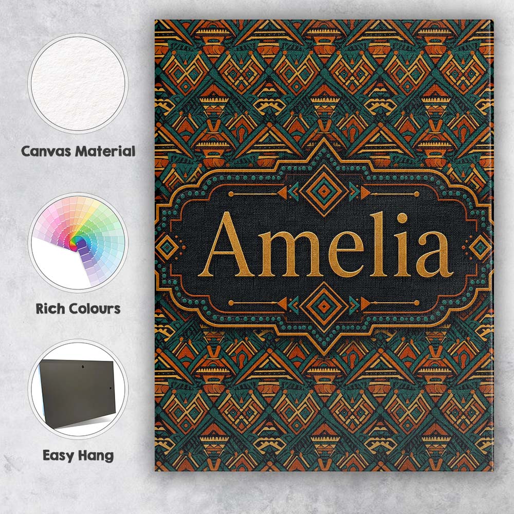 Personalised Name African Tribal Abstract Custom Unique Gift Idea Elegant Feature Canvas Wall Art Print Decor Picture Ready to Hang