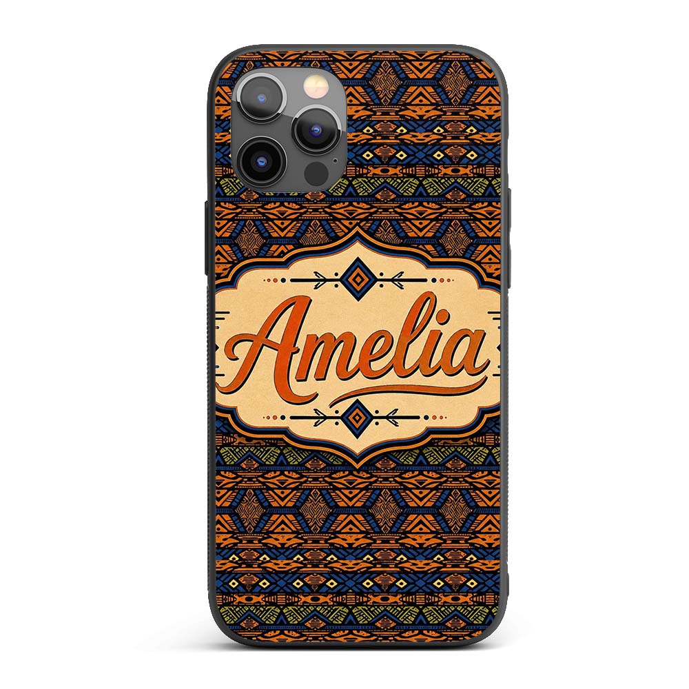 African Tribal Stripe Geometric Pattern Seamless Custom Name Protective Phone Case Mobile Cover Durable Everyday Smartphone Shock Resistant