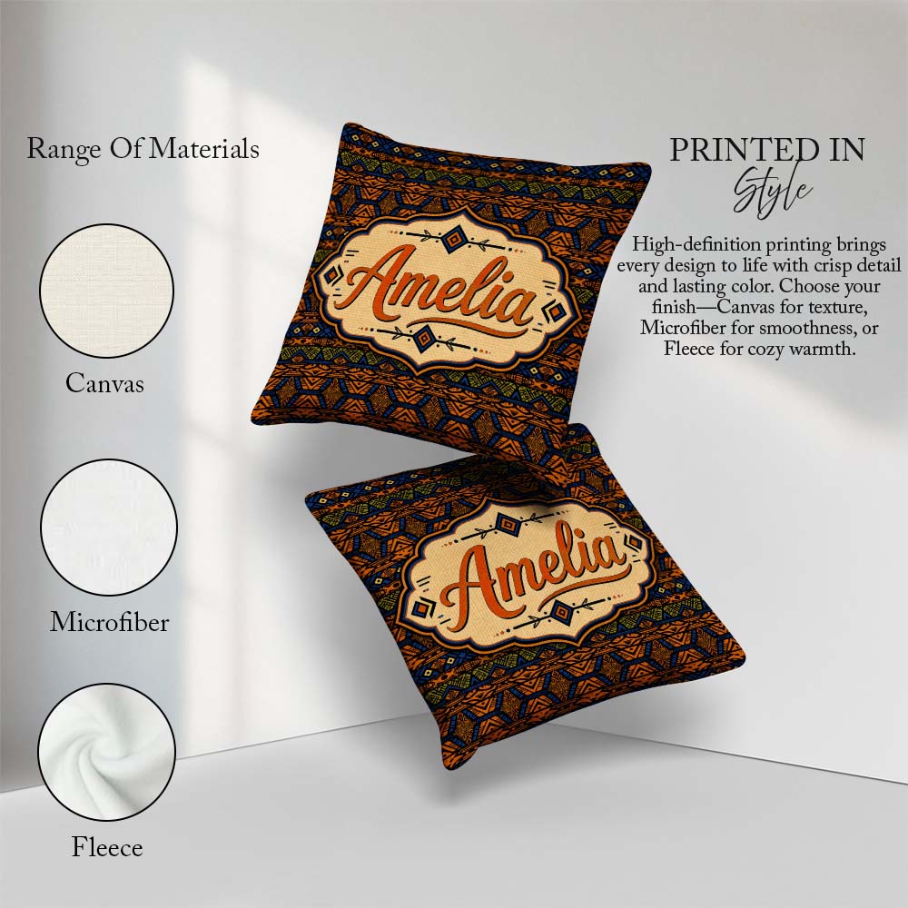 Custom Name African Tribal Geometric Pattern Seamless Name Cute Square Filled Cushion Throw Pillow Sofa Bed Home Decor Zip Washable UK Made