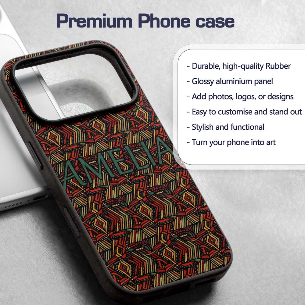 African Tribal Wavy Line Abstract Printed Design Custom Name Protective Phone Case Mobile Cover Durable Everyday Smartphone Shock Resistant