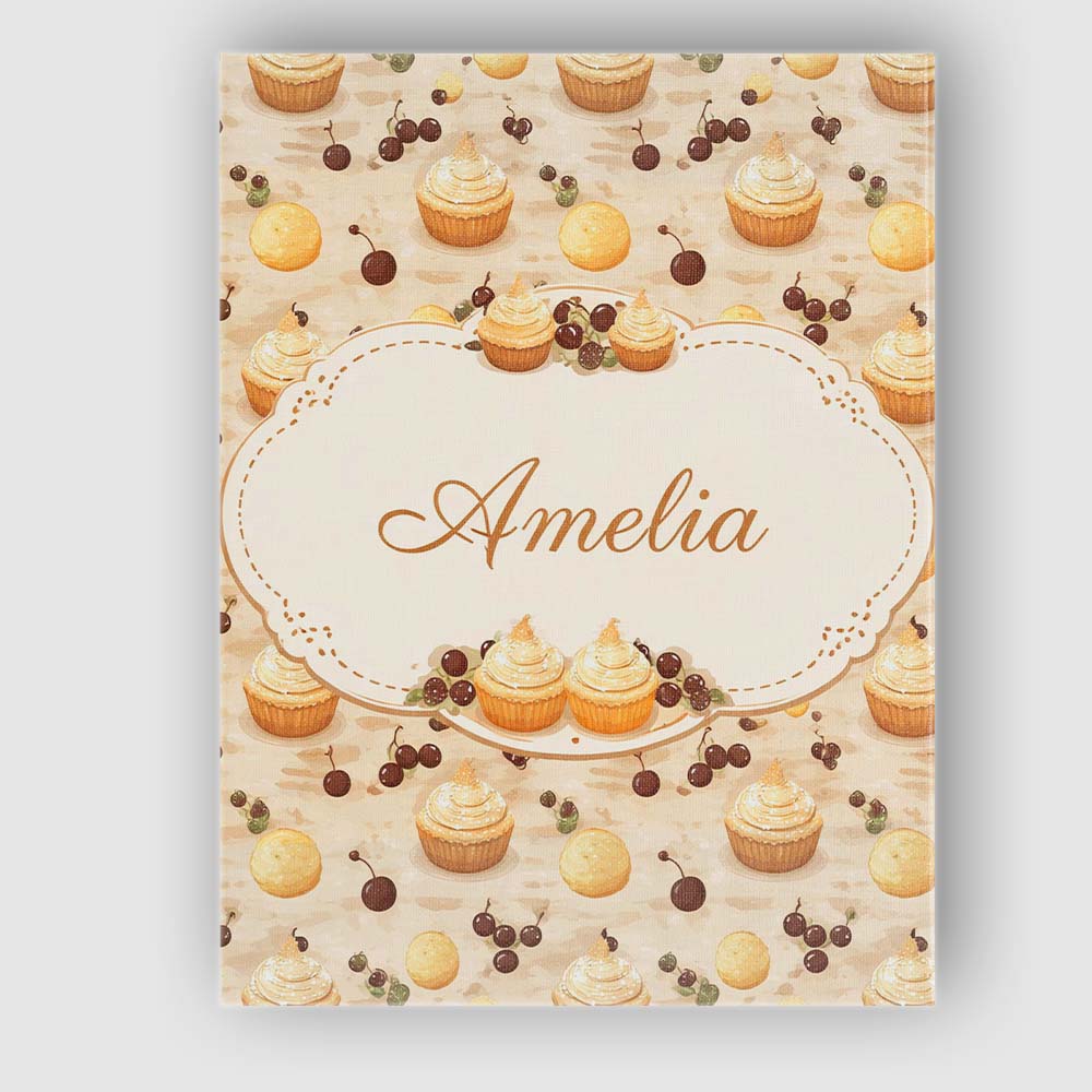 Personalised Name Cherry Topped Cupcake and Dessert Illustration Custom Interior Canvas Wall Art Print Decor Picture Ready to Hang