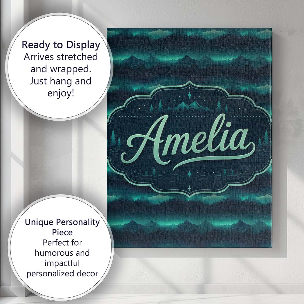 Personalised Name Mystic Mountain Forest Custom Unique Gift Idea Elegant Feature Canvas Wall Art Print Decor Picture Ready to Hang