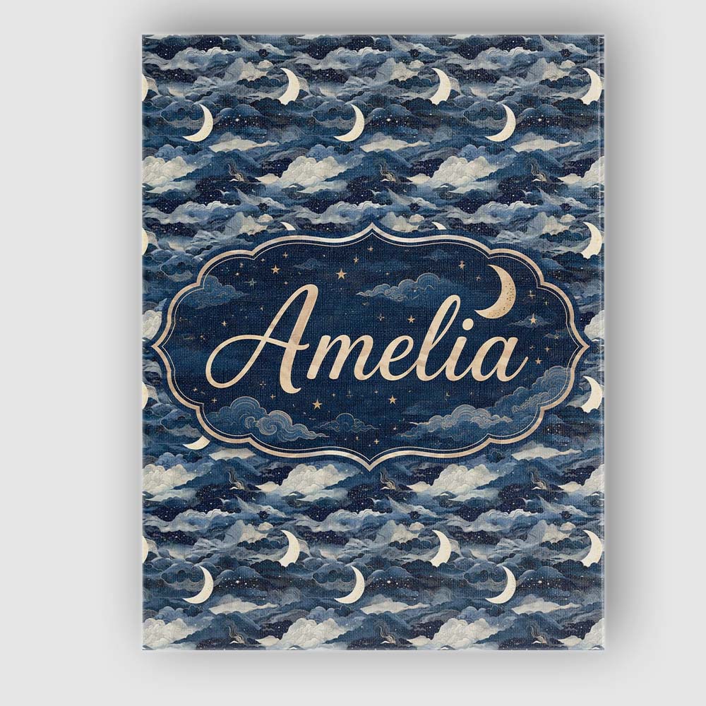 Personalised Name Mystic Crescent Moon Custom Modern Room Accent Elegant Feature Canvas Wall Art Print Decor Picture Ready to Hang