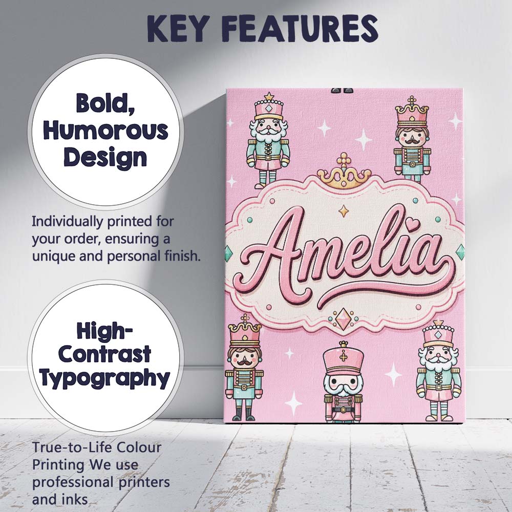 Personalised Name Cute Nutcracker Soldiers Custom Unique Gift Idea Elegant Feature Canvas Wall Art Print Decor Picture Ready to Hang