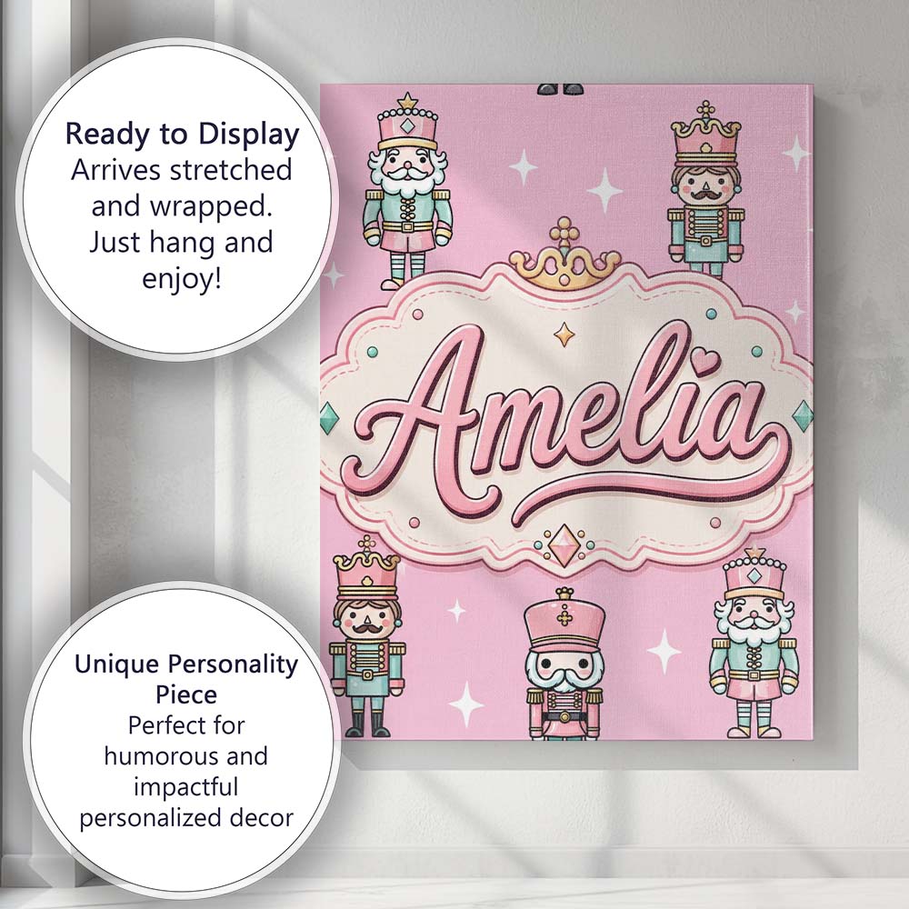 Personalised Name Cute Nutcracker Soldiers Custom Unique Gift Idea Elegant Feature Canvas Wall Art Print Decor Picture Ready to Hang