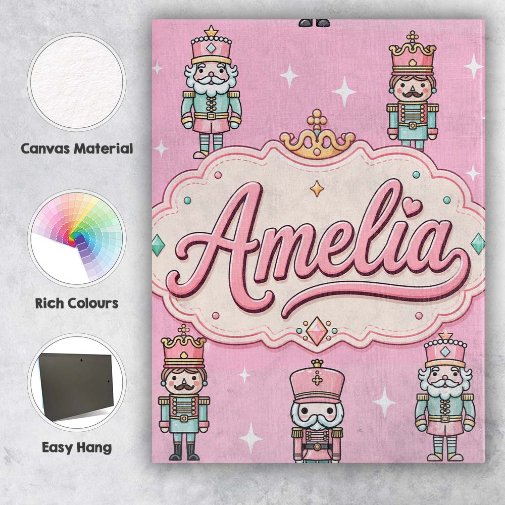Personalised Name Cute Nutcracker Soldiers Custom Unique Gift Idea Elegant Feature Canvas Wall Art Print Decor Picture Ready to Hang